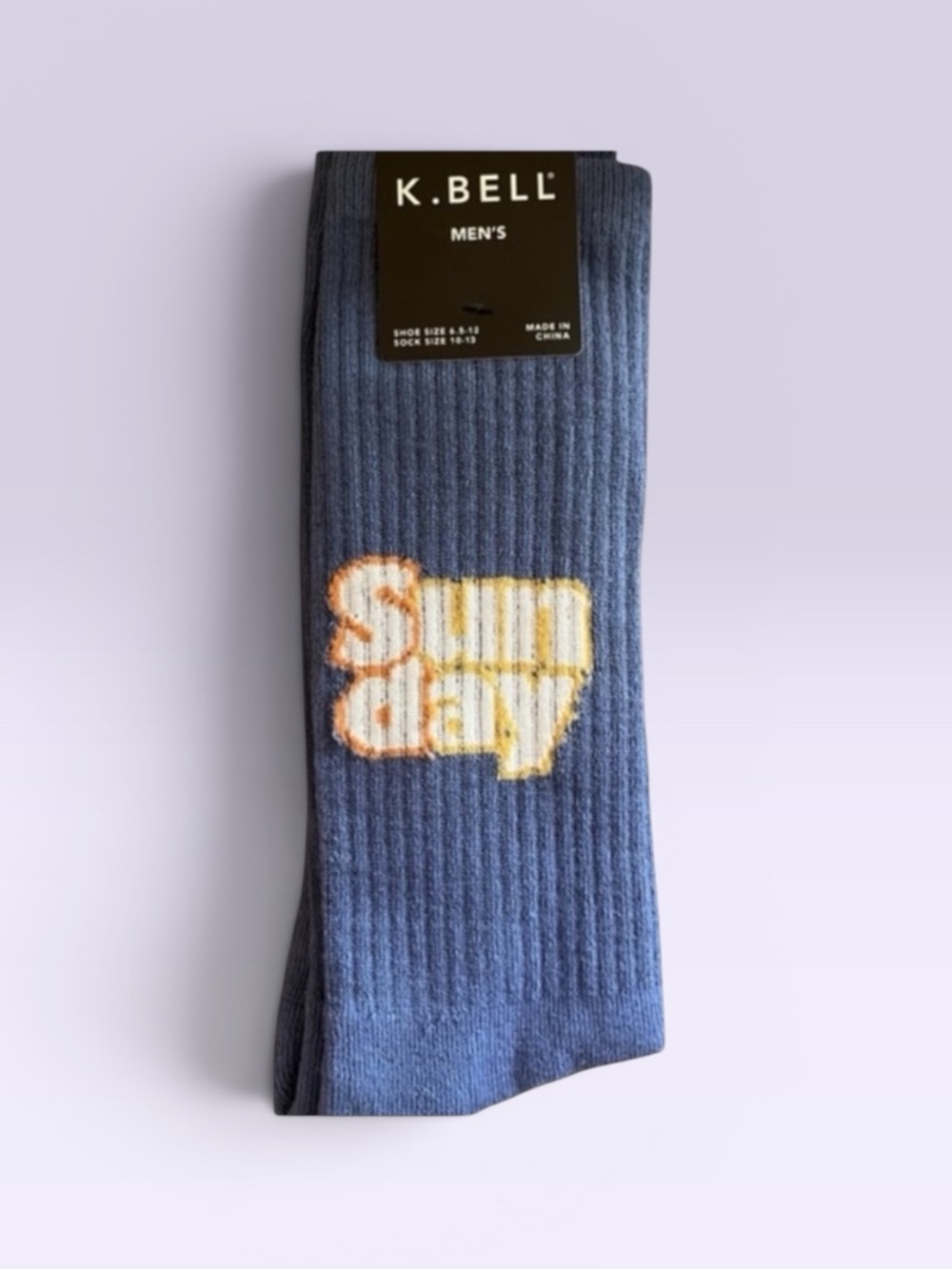 K. Bell Sunday Blue Cotton Preppy Crew Socks NwT